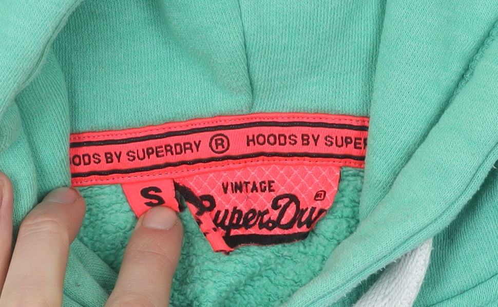 Superdry Women's Green Pullover Hoodie, Size S, Vintage Casual