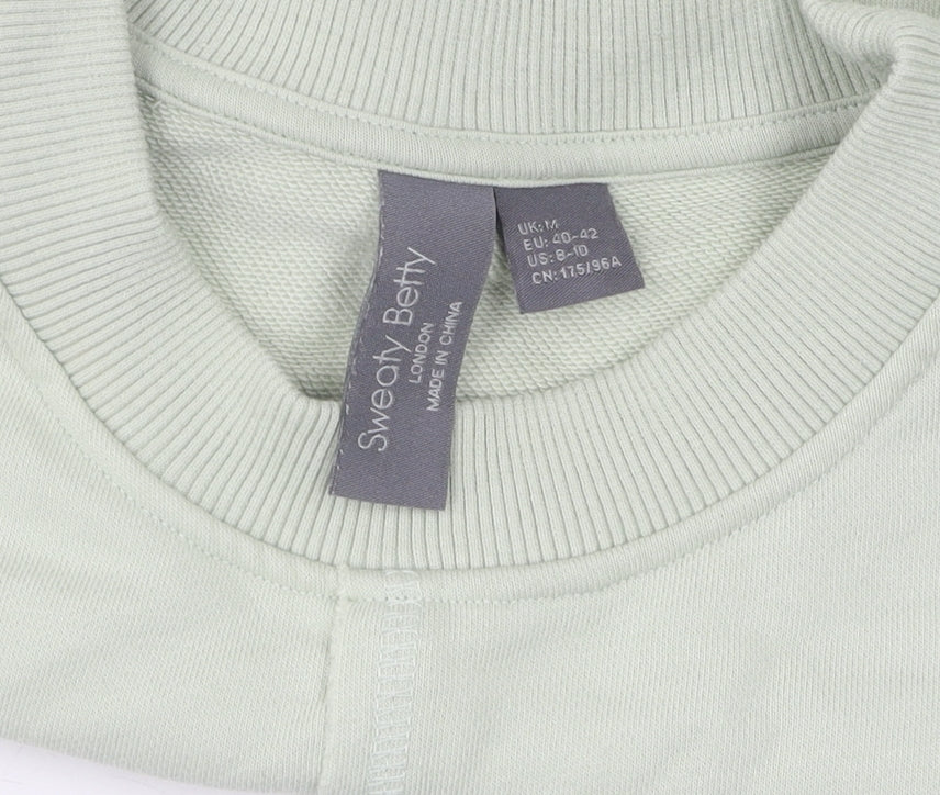 Sweaty Betty Women's Green Cotton Pullover Jumper, Size 14