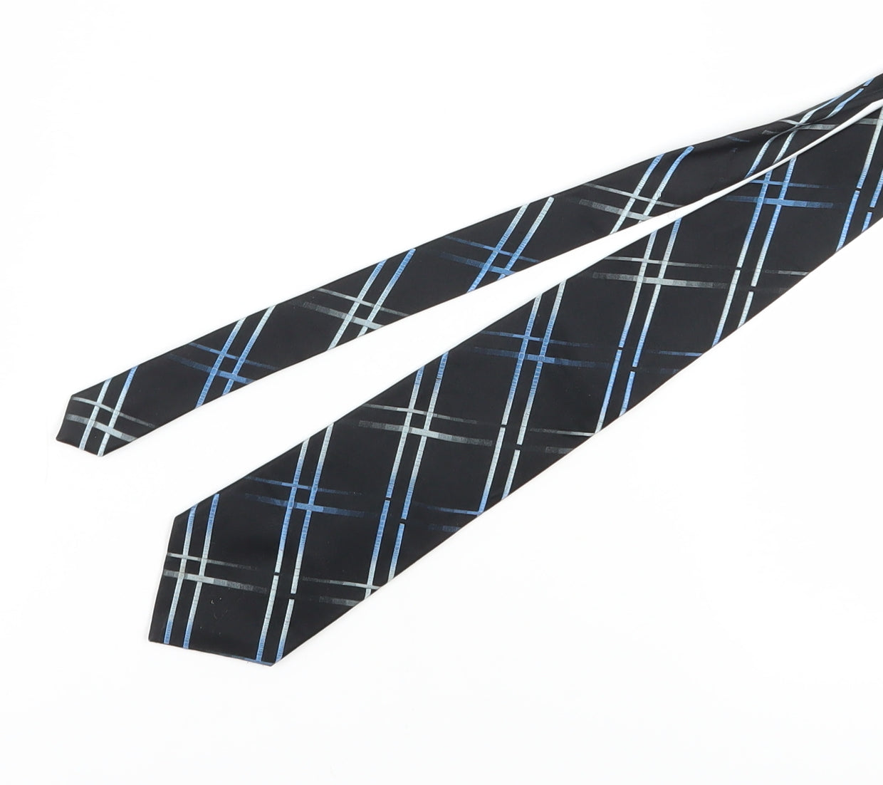 Berwin & Berwin Men's Black Silk Tie, Plaid Pattern