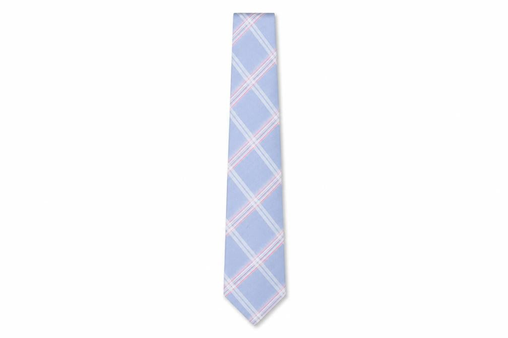 Front view of Thomas Nash Men's Blue Checkered Polyester Tie