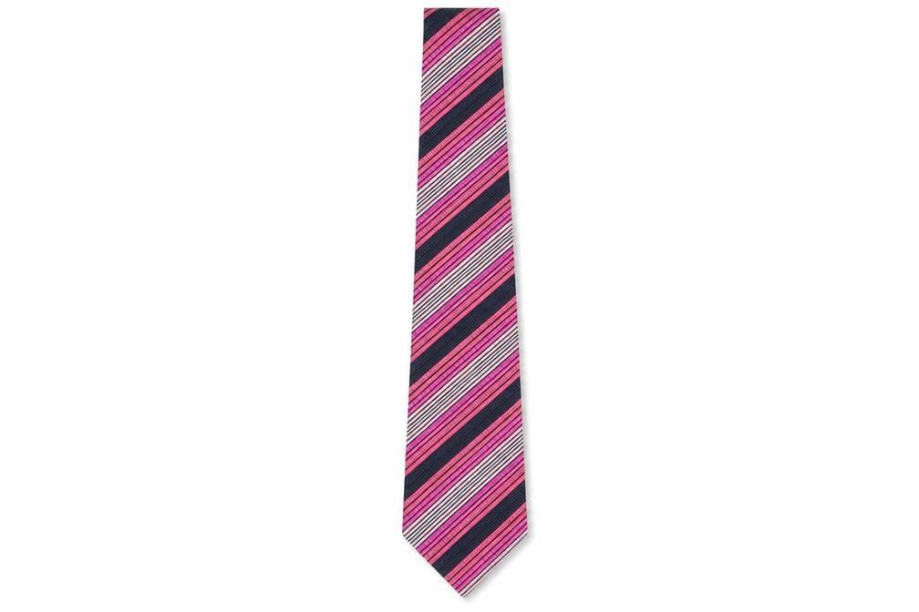 Daniel Hechter Men's Pink Striped Silk Designer Tie