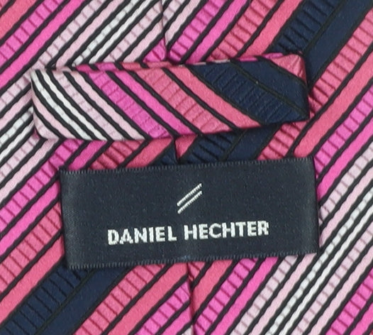 Daniel Hechter Men's Pink Striped Silk Designer Tie
