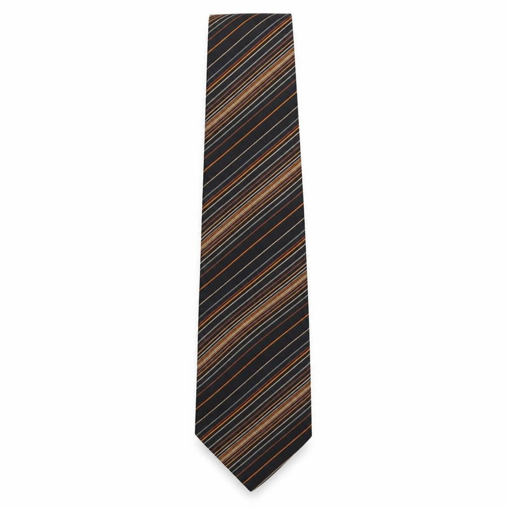 STVDIO Jeff Banks Men's Black Striped Silk Tie