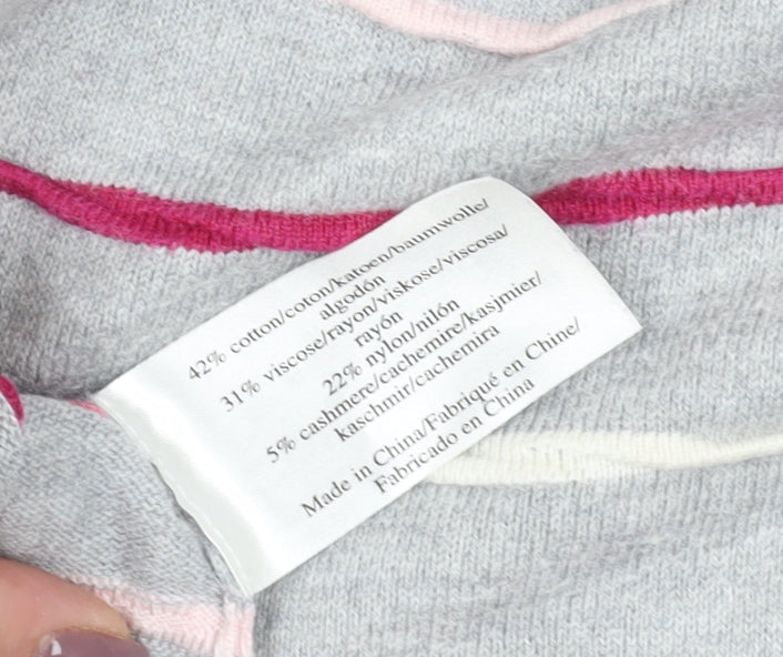 Laura Ashley Women's Grey Striped Pullover Jumper Size 18