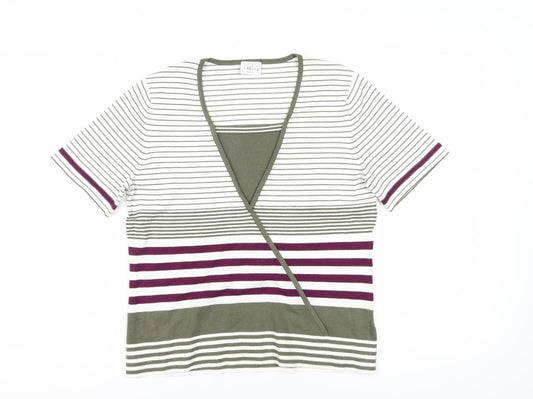 Eastex Women's Multicoloured Striped Wrap T-Shirt Size 12