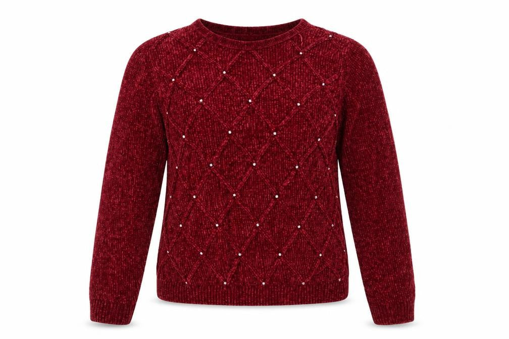 Front view of Honor Millburn women’s red beaded jumper 10-12