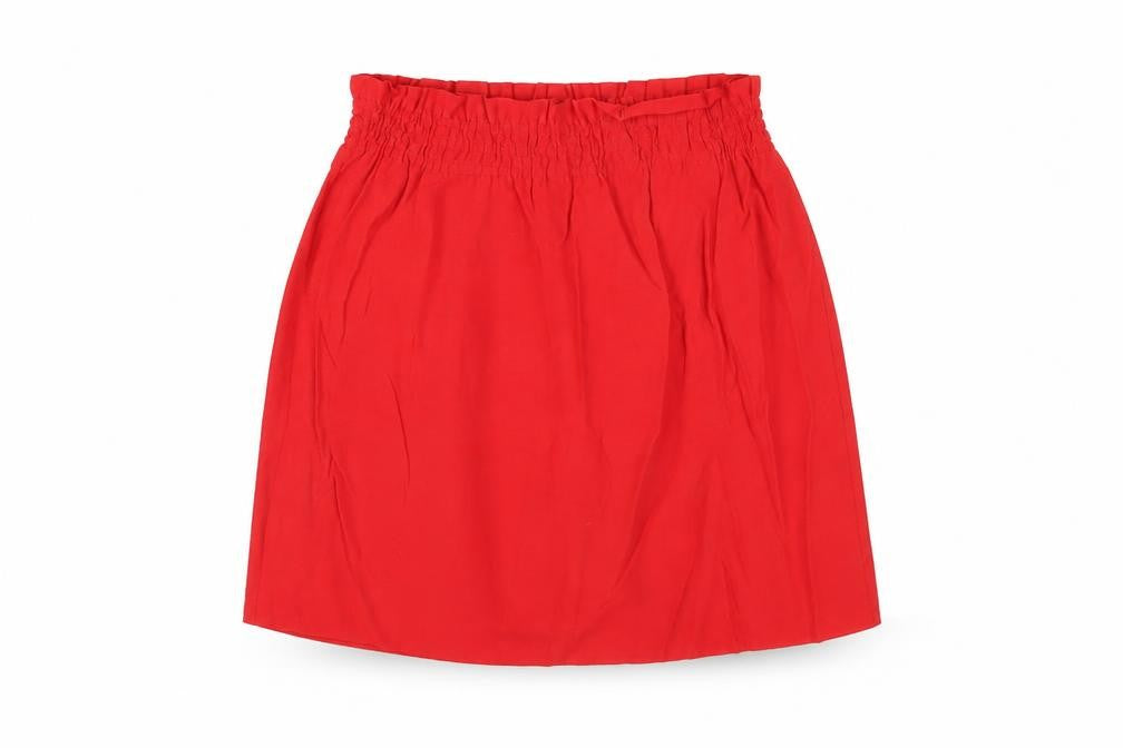 Front view of J.Crew Women's Red Knee-Length A-Line Skirt, size 4