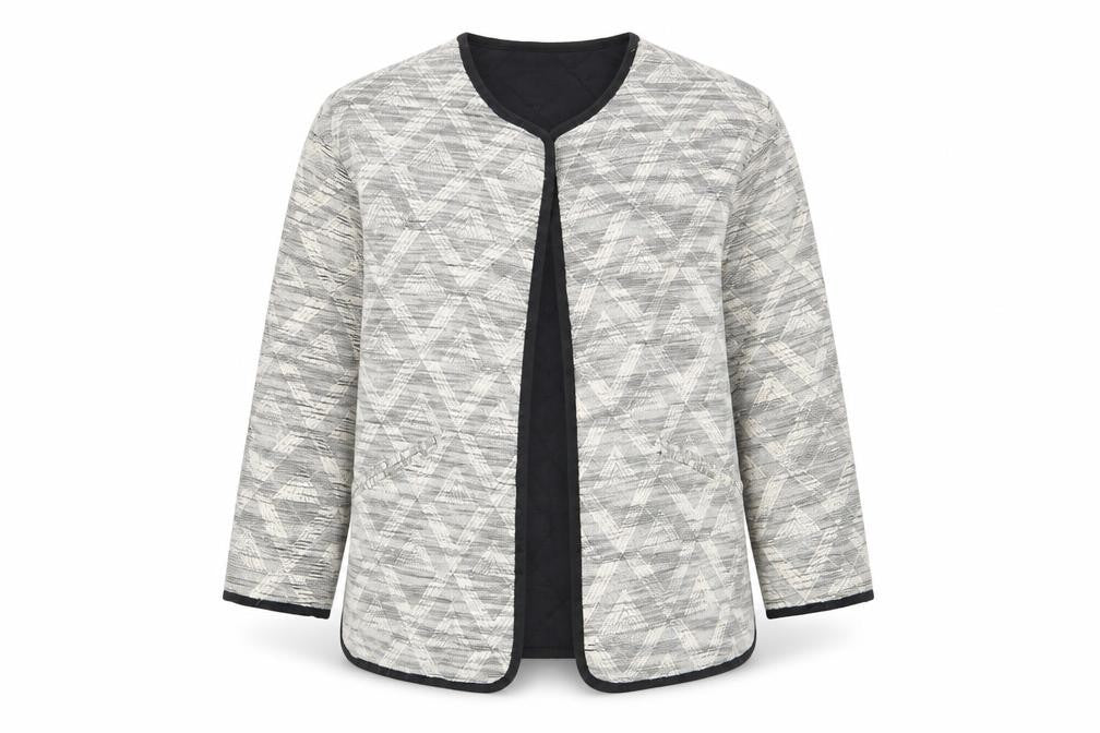 White Stuff Women's Grey Blazer, Size 8, Geometric, Casual