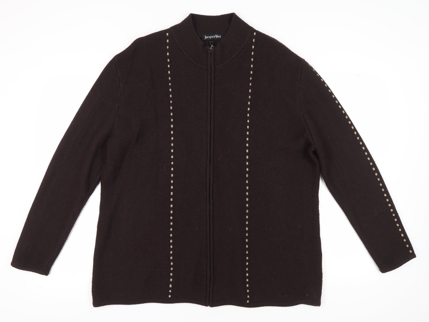 Jacques Vert Women's XL Brown Full Zip Jumper