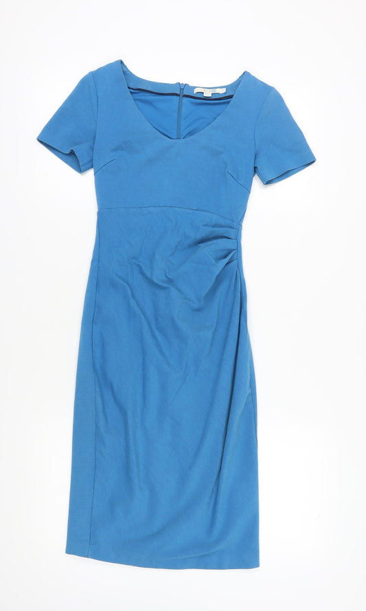 Boden Women's Blue Sheath Dress Size 4 Short Sleeve