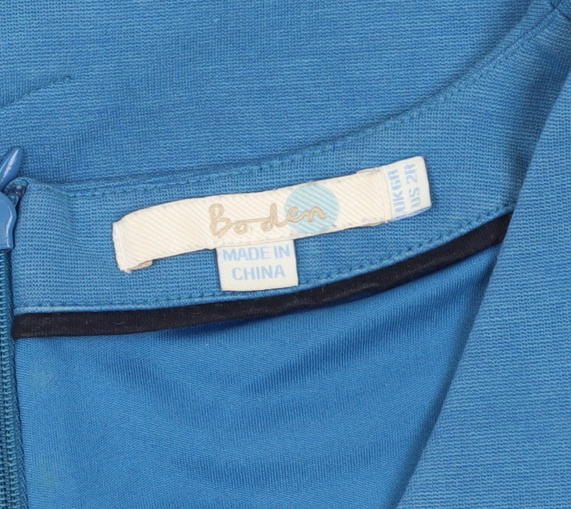 Boden Women's Blue Sheath Dress Size 4 Short Sleeve