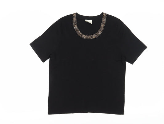 Eastex Women's Black Beaded Knit Top Size 12