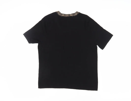 Eastex Women's Black Beaded Knit Top Size 12