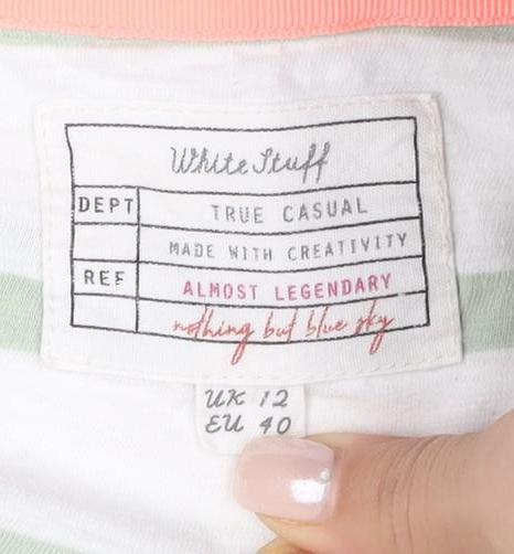 White Stuff Women's Multicoloured Striped T-Shirt Size 12