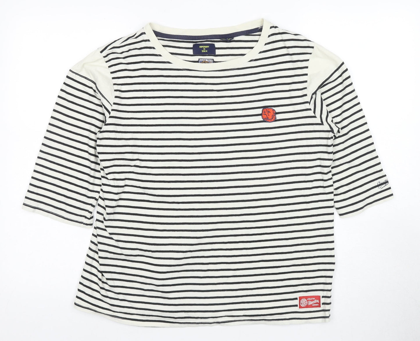 Superdry Women's White Striped T-Shirt Size 12