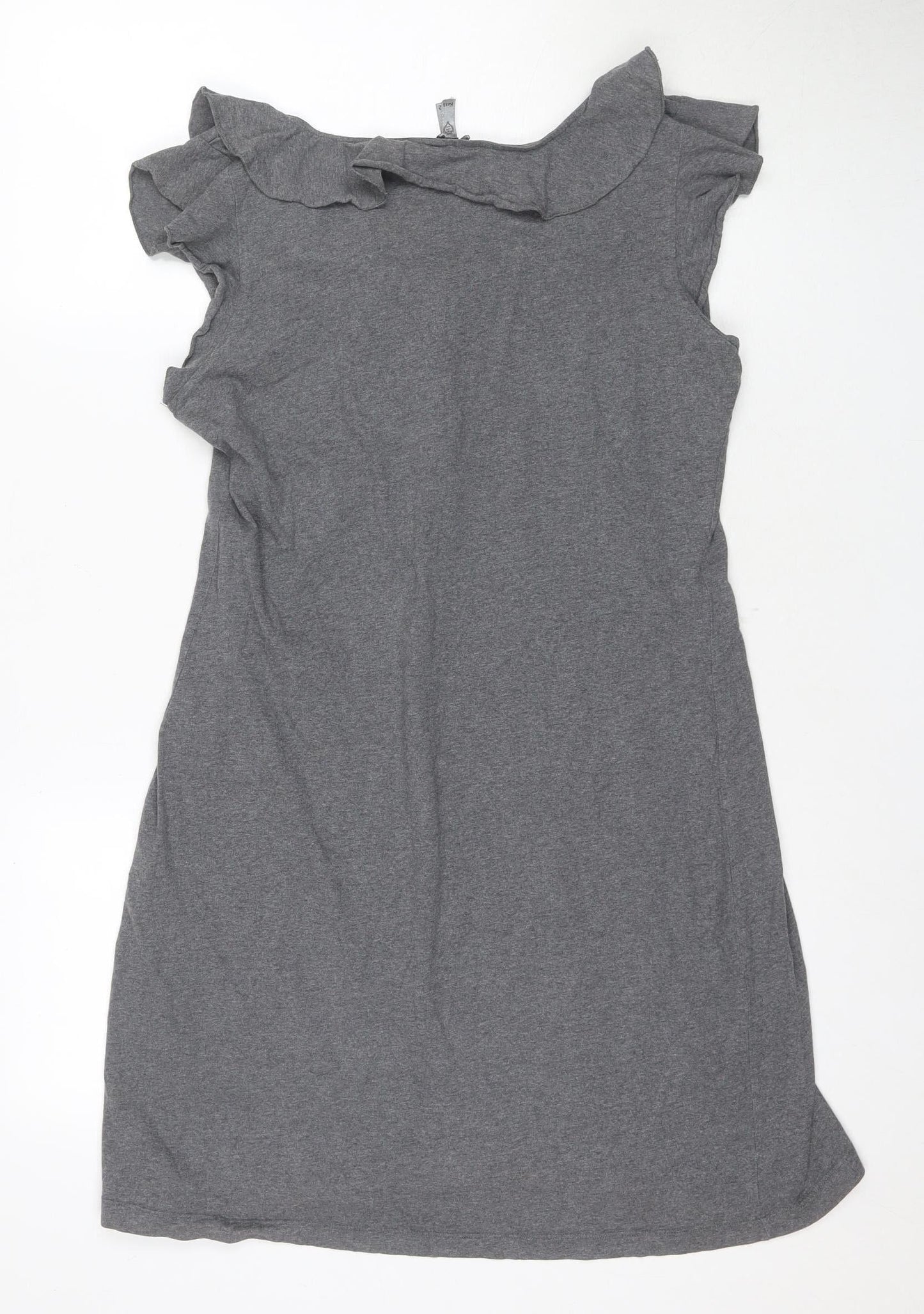 Next Women Grey Ruffle T-Shirt Size 12 Basic Casual