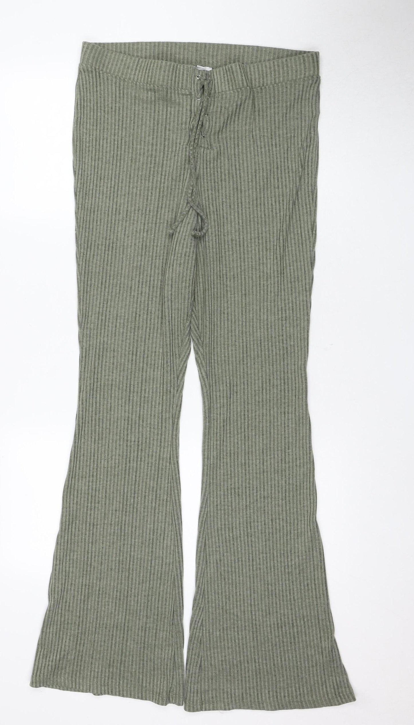 Topshop Women's Green Trousers - UK 16, No Pattern