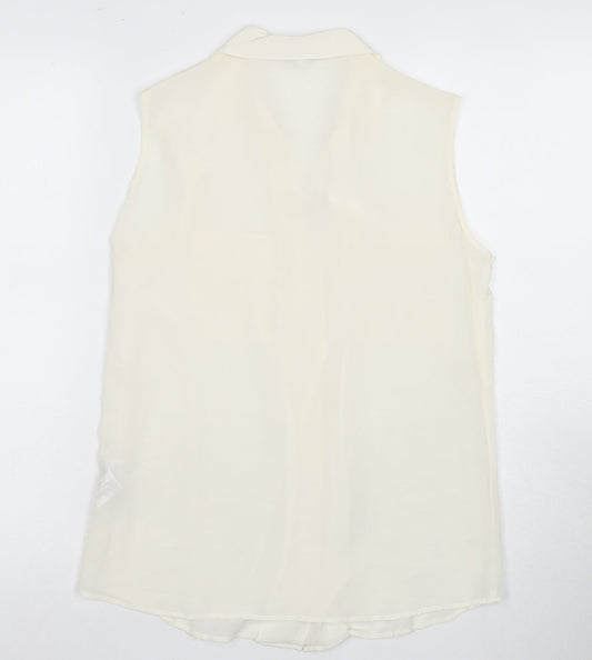 NetWork Women's Ivory Silk Sleeveless Button-Up