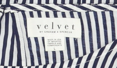 Velvet Women's Blue Striped Tunic Blouse L