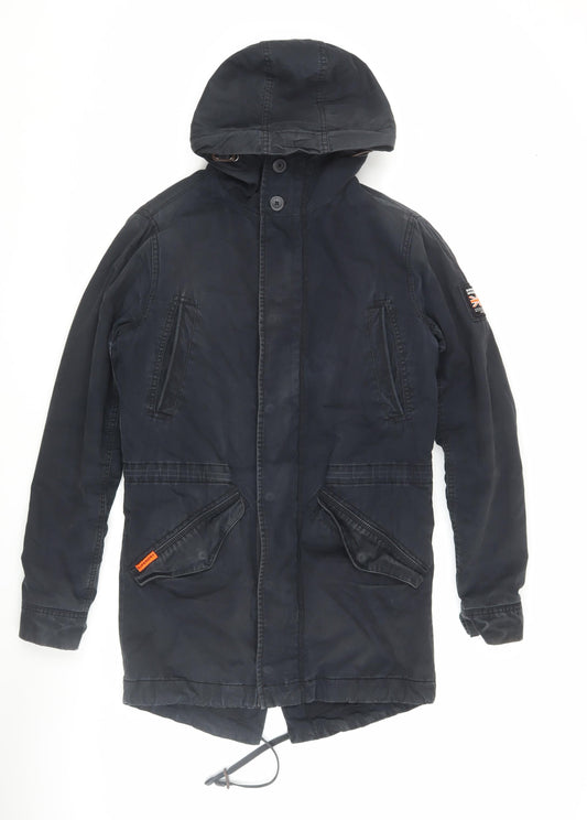 Superdry Men's XS Black Military Jacket, Hooded