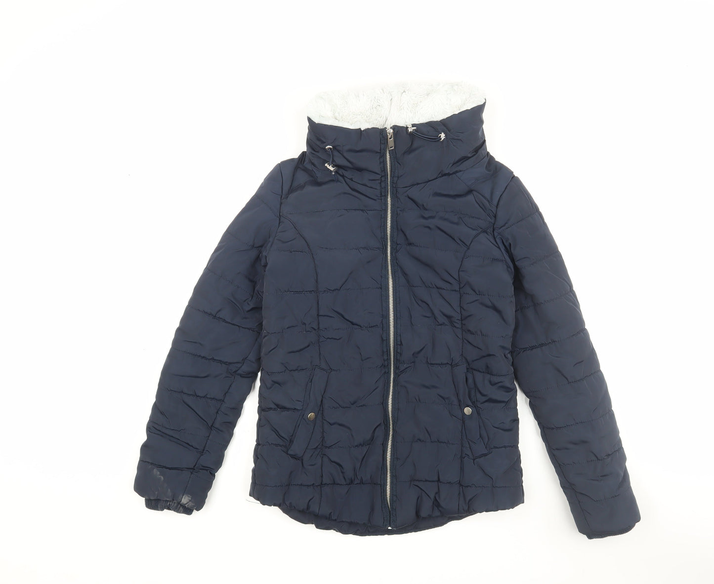 Dorothy Perkins Women's Blue Puffer Jacket Size 8 Winter Hooded