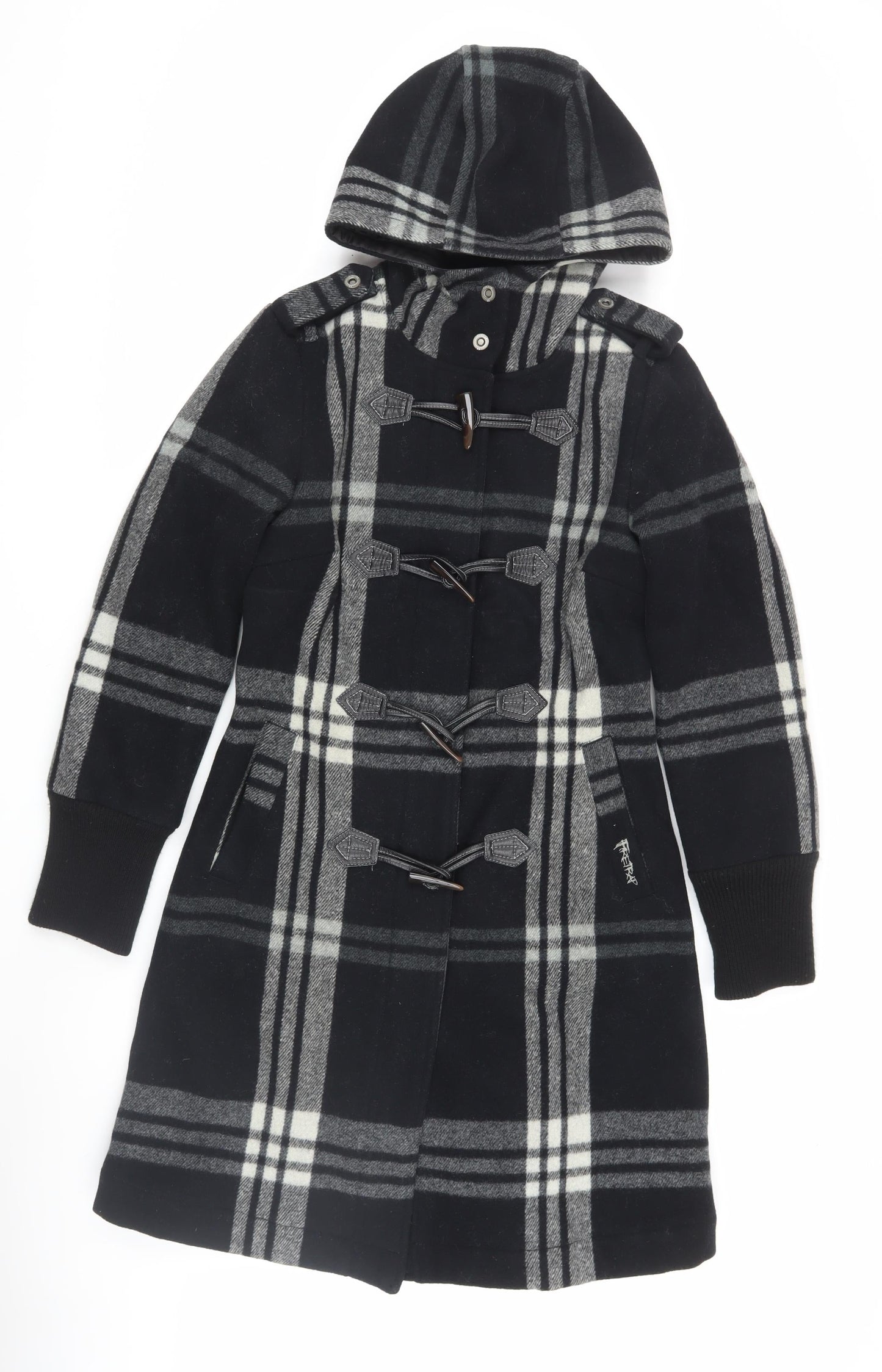Firetrap Women's Black Wool Duffle Coat, Size S, Winter