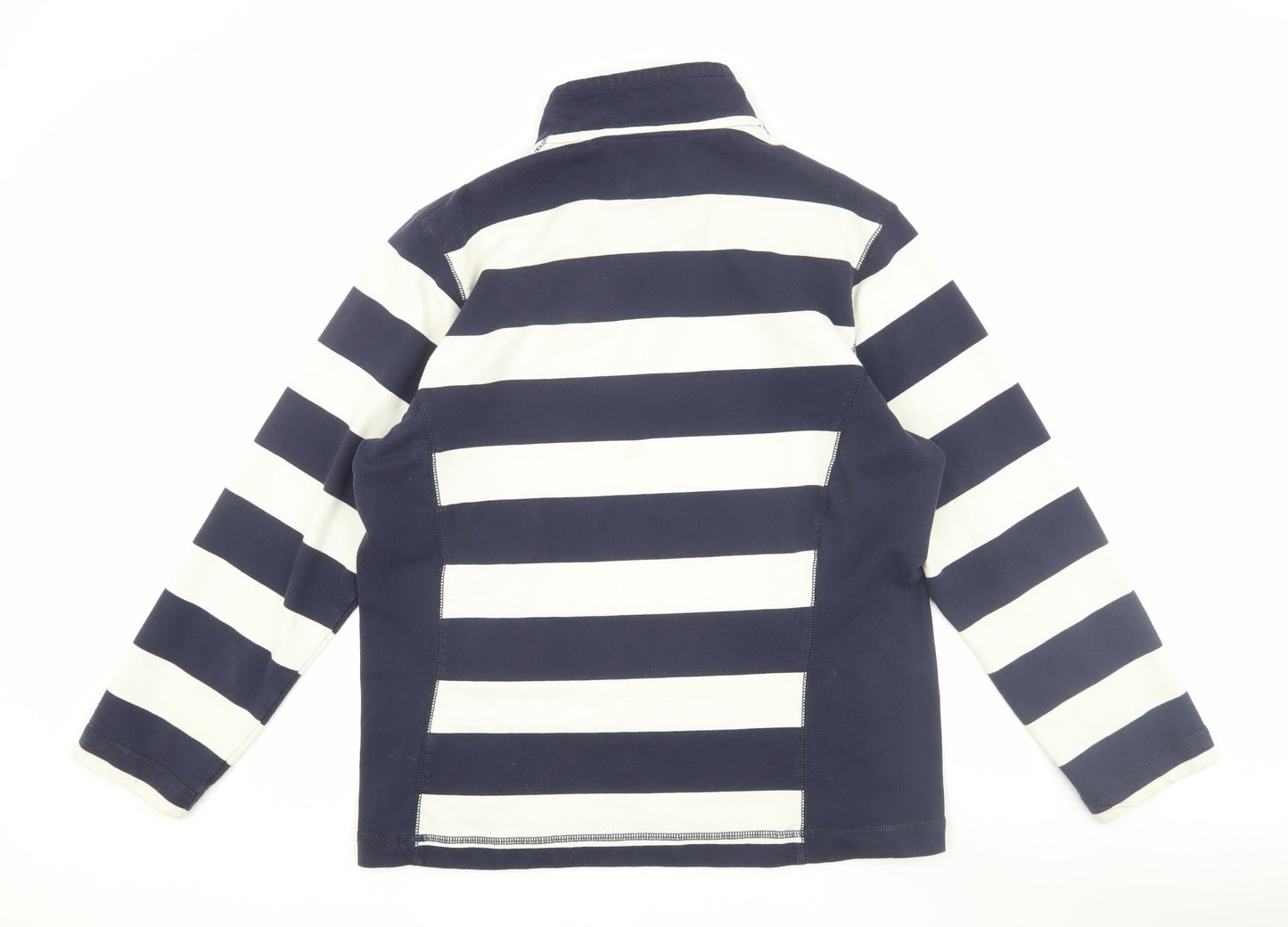 Joules Women's Blue White Striped Henley Sweatshirt L