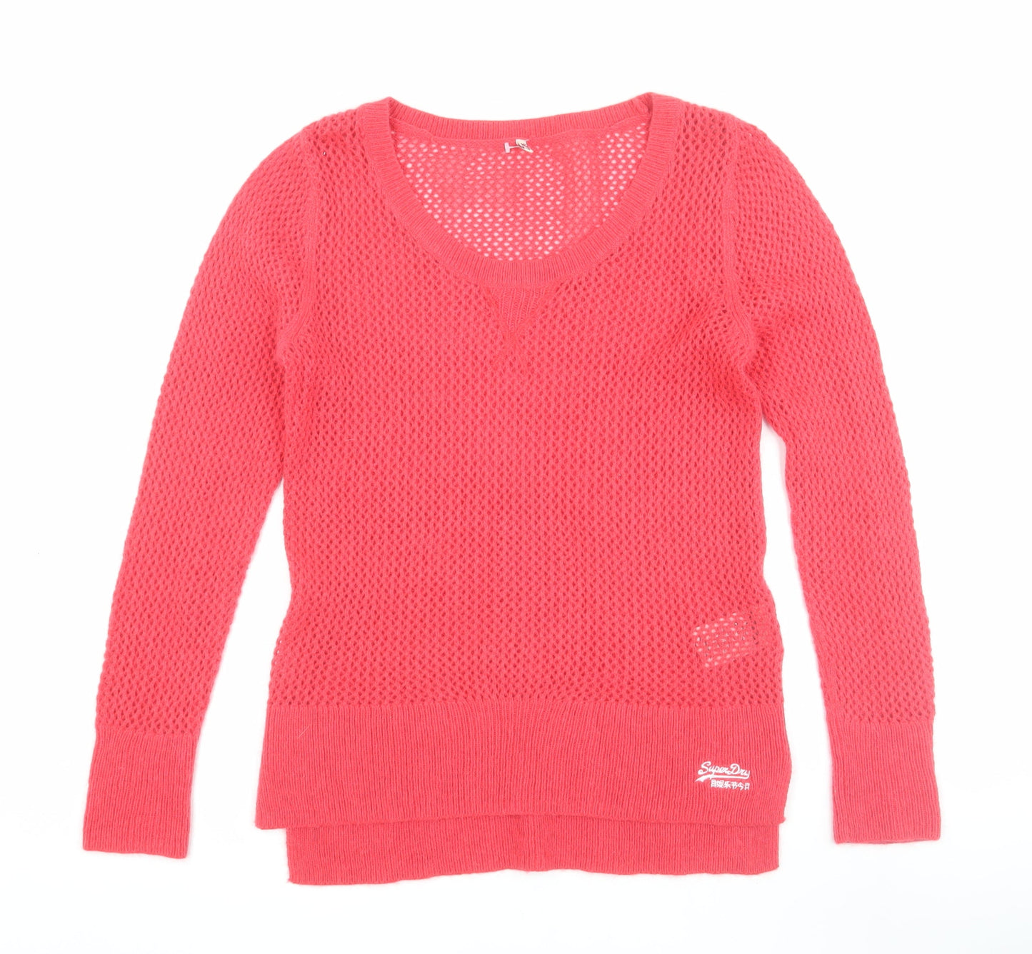 Superdry Women's Pink Open-Knit Pullover XS