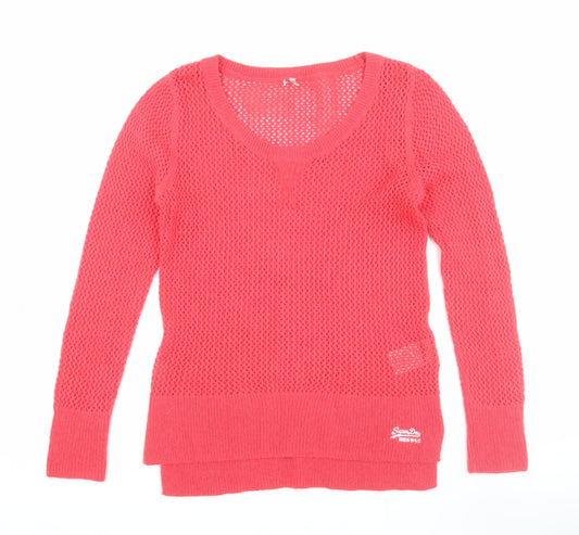 Superdry Women's Pink Open-Knit Pullover XS