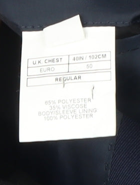 Moss Esq Men's Blue Blazer 40 Regular Fit Business