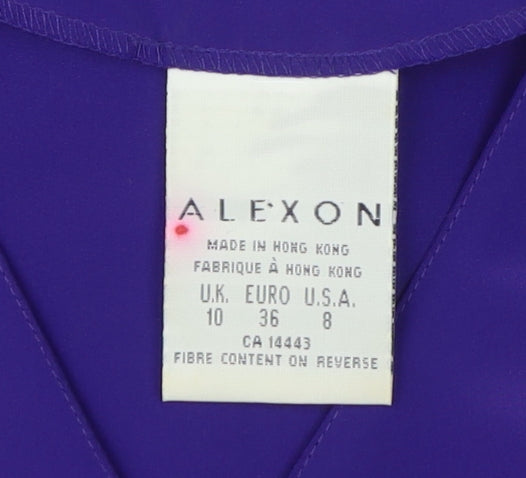 Alexon Women's Purple Blouse, Size 10, V-Neck, Long Sleeve