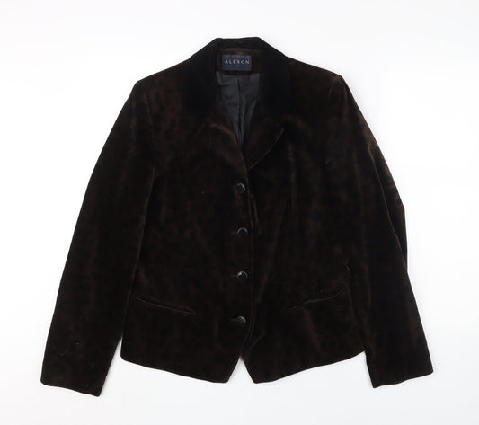 Alexon Women's Brown Velvet Animal Print Blazer Size 12