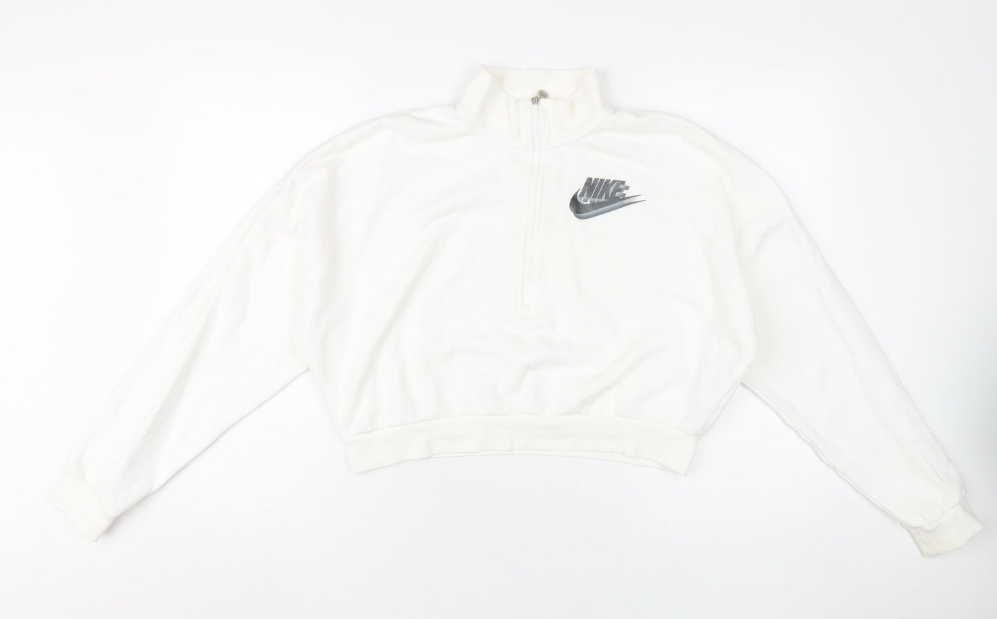Nike Women's White Pullover Hoodie, M, Logo Accents