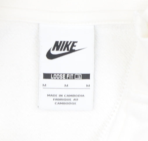 Nike Women's White Pullover Hoodie, M, Logo Accents