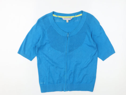 Fat Face Women's Blue Full Zip Jumper, Size 10, Scoop Neck