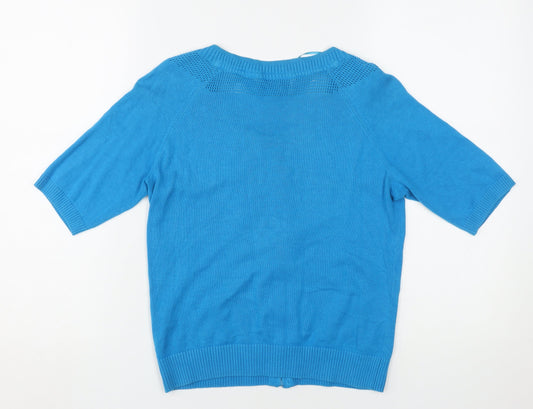 Fat Face Women's Blue Full Zip Jumper, Size 10, Scoop Neck