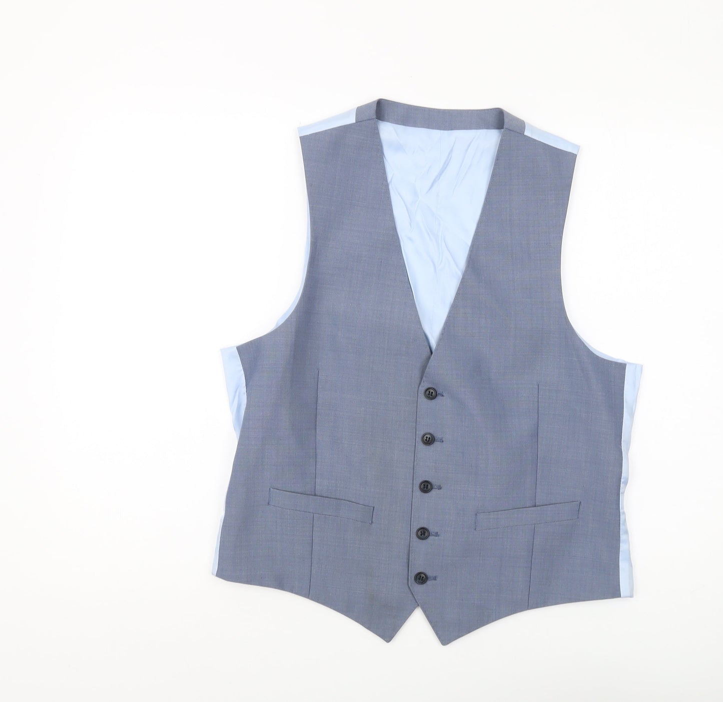 Moss London Men's Blue Slim Fit Waistcoat 42