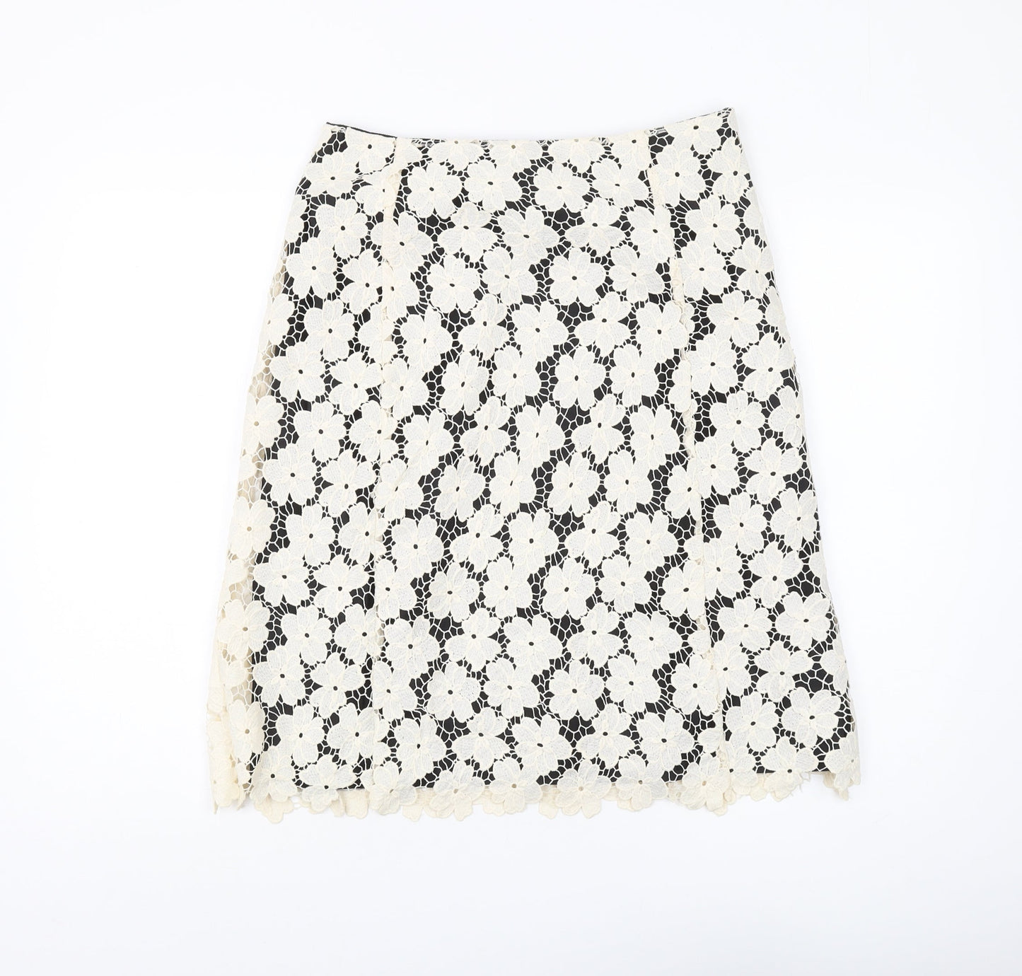 Viyella Women's Ivory Lace Floral Skirt - Size 8
