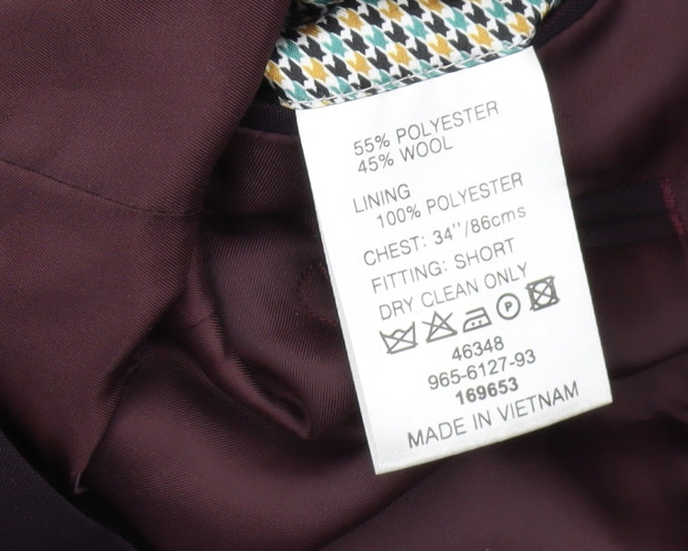 Moss London Men's Purple Slim Fit Suit Jacket 34S