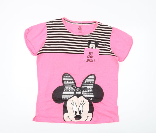 Disney Women's Pink Minnie Mouse T-Shirt, L, Casual