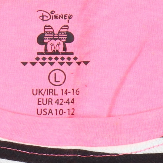 Disney Women's Pink Minnie Mouse T-Shirt, L, Casual