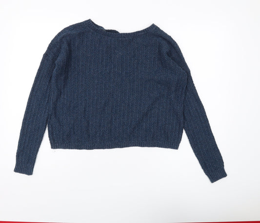 Hollister Women's Blue Cable-Knit Jumper - Size S