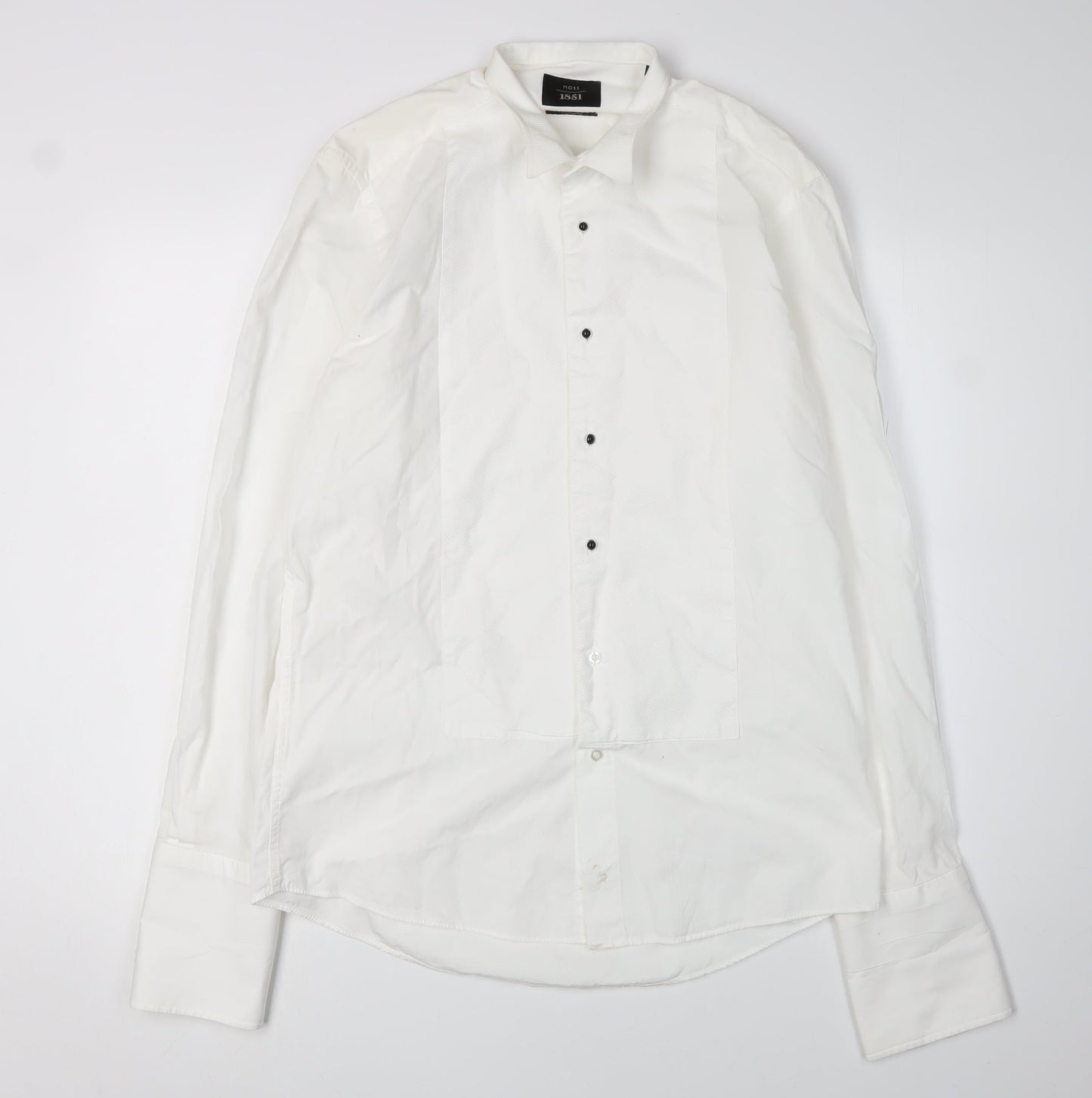 Moss 1851 Men's White Formal Dress Shirt, Size 39