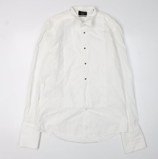 Moss 1851 Men's White Formal Dress Shirt, Size 39
