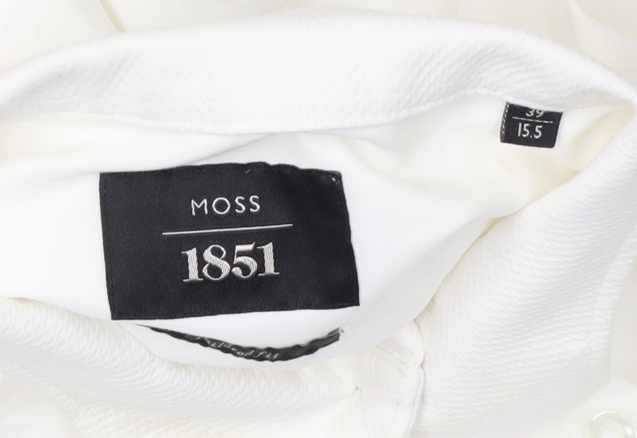 Moss 1851 Men's White Formal Dress Shirt, Size 39