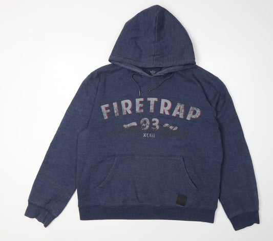 Firetrap Men's Blue XL Hoodie Pullover with Logo