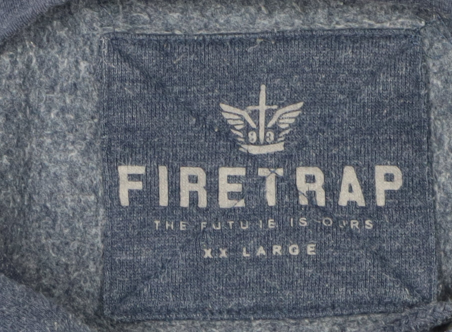 Firetrap Men's Blue XL Hoodie Pullover with Logo