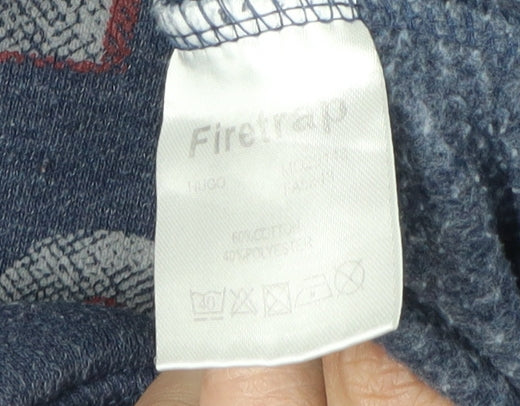 Firetrap Men's Blue XL Hoodie Pullover with Logo