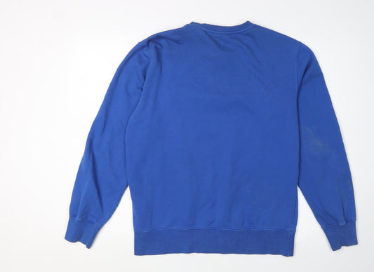 Champion Men's Blue Pullover Sweatshirt, Size L, Logo Accent