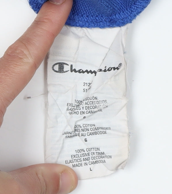 Champion Men's Blue Pullover Sweatshirt, Size L, Logo Accent